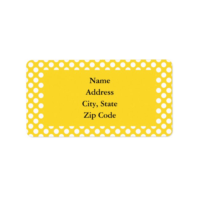 White and Yellow Polka Dot Label (Front)