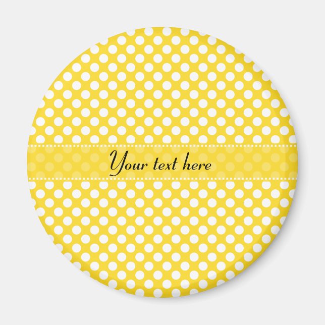 White and Yellow Polka Dot Magnet (Front)