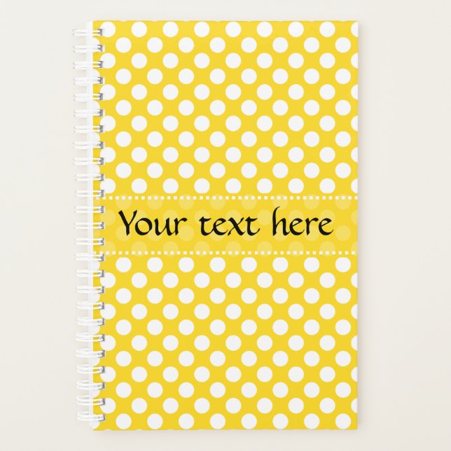 White and Yellow Polka Dot Planner (Front)