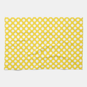 White and Yellow Polka Dot Tea Towel