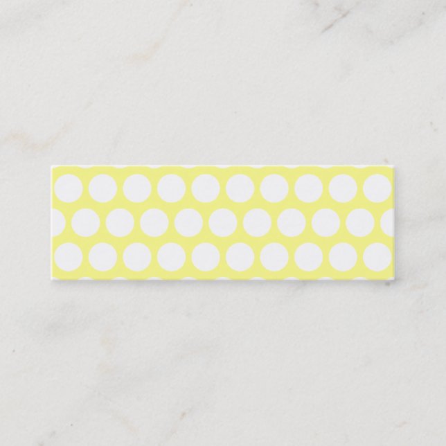 White and Yellow Polka Dots Mini Business Card (Front)
