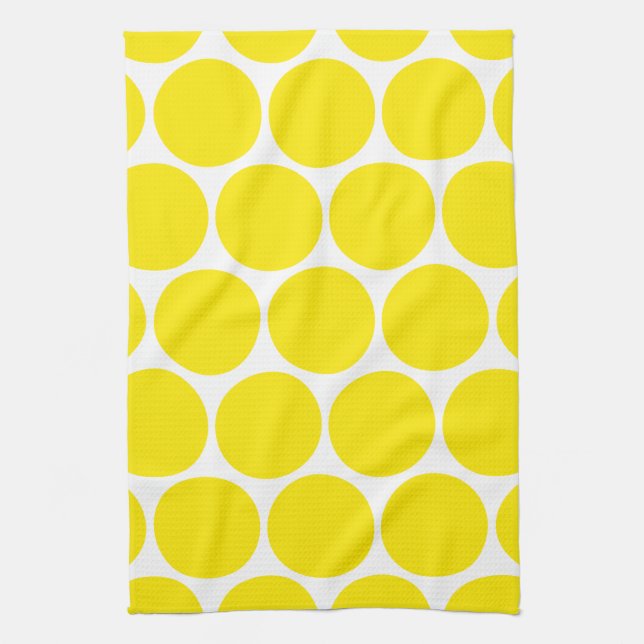 White And Yellow Polka Dots Pattern  Towels (Vertical)