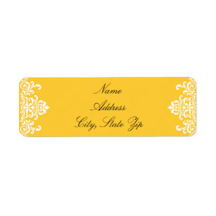 White and Yellow Return Address Label