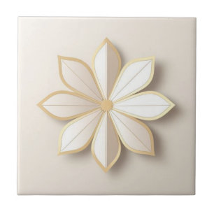White and yellow simple  floral ceramic tile