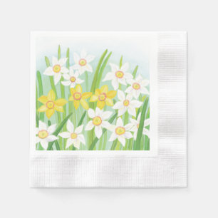 White and Yellow Spring Daffodils   Napkin
