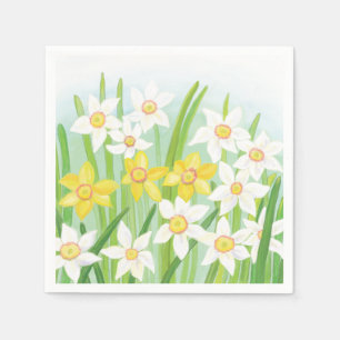 White and Yellow Spring Daffodils Napkins