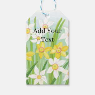 White and Yellow Spring Daffodils Personalised Gift Tags