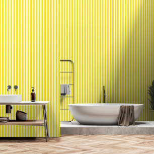 White and yellow striped classic peel and stick wallpaper
