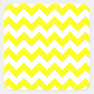 White and Yellow Zigzag Pattern Square Sticker