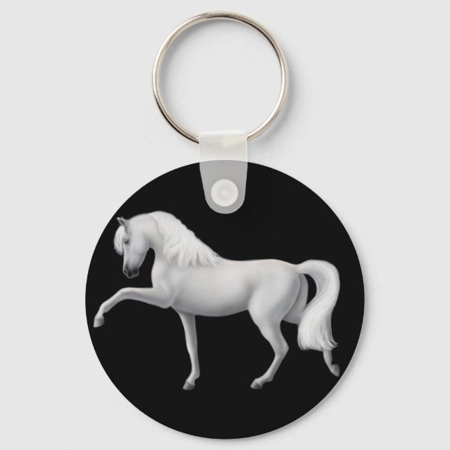 White Andalusian Horse Keychain (Front)