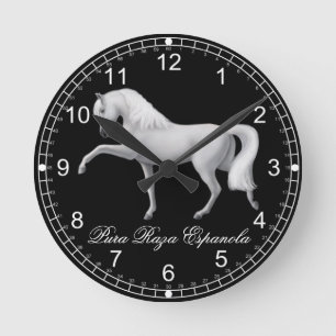 White Andalusian PRE Horse Wall Clock