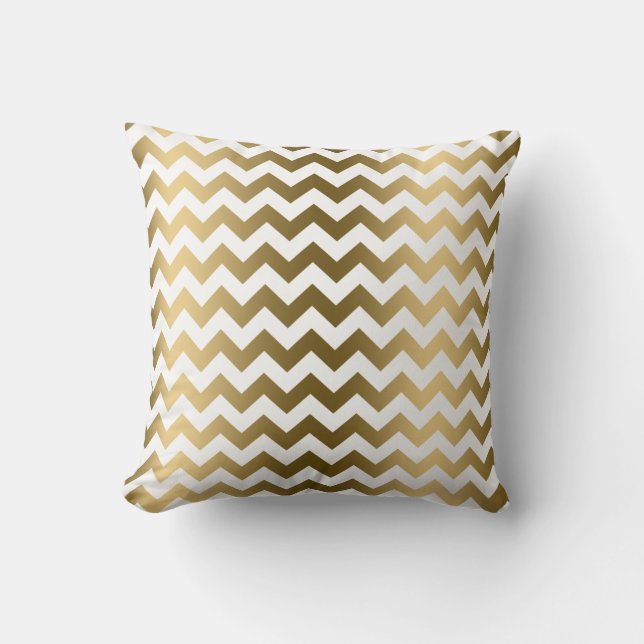 White AndGold Chevron Pattern Cushion (Front)