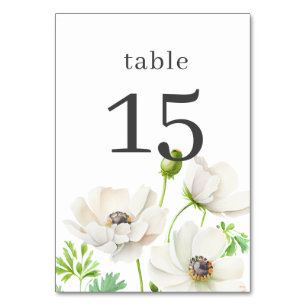 White Anemon Flower Table Number