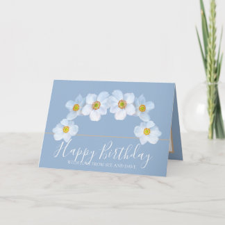 White Anemone Botanical Elegant Happy Birthday Card