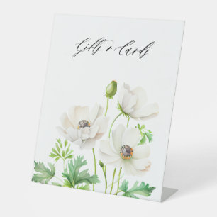 White Anemone flower Gifts and Cards Pedestal Sign