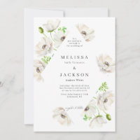 White Anemone Flower Wedding Invitation