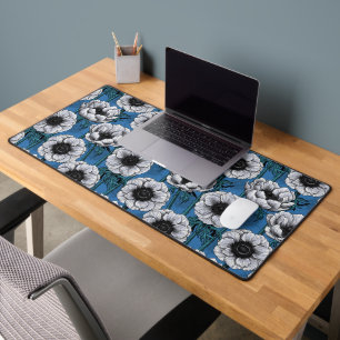 White anemone garden desk mat