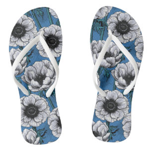 White anemone garden thongs