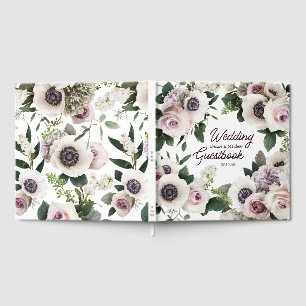 White Anemone on Bright White Guest Book