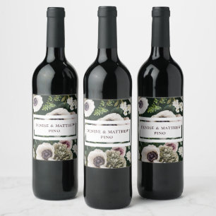 White Anemone on Emerald Wine Label