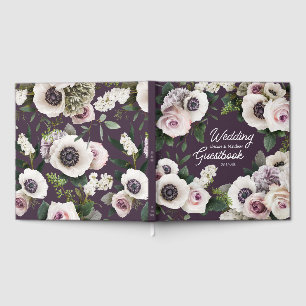 White Anemone on Midnight Plum Guest Book