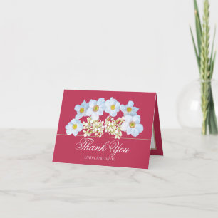 White Anemone & Orchid Bouquet Floral Thank You Card