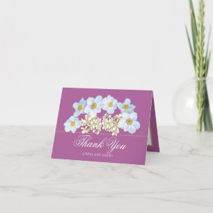 White Anemone & Orchid Bouquet Floral Thank You Card