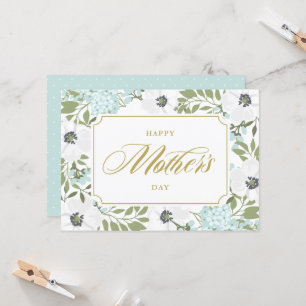White Anemones Blue Floral Happy Mother's Day Card