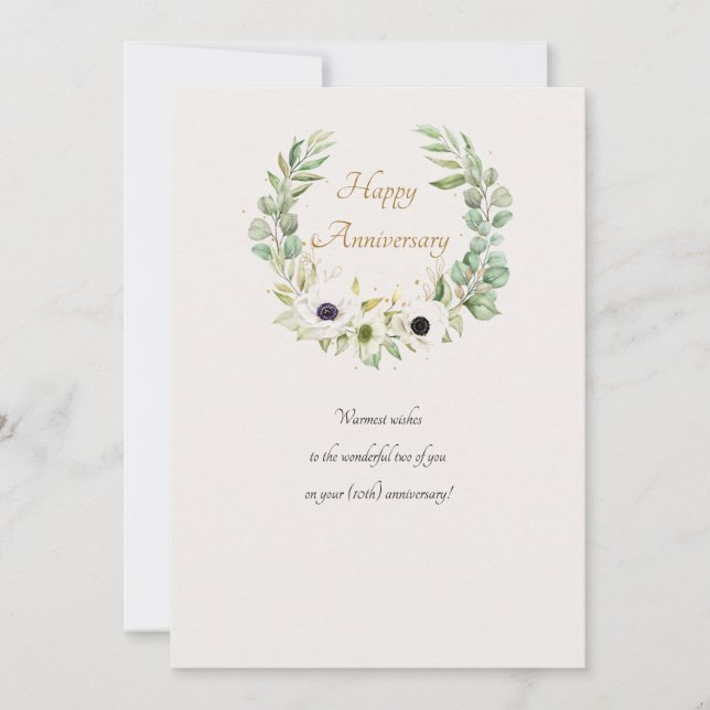 White Anemones Wreath Card (Front)