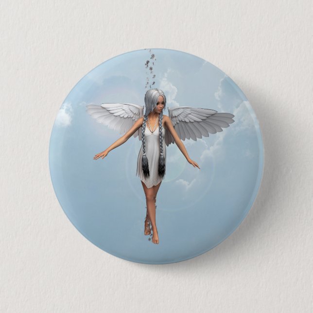 White Angel 6 Cm Round Badge (Front)