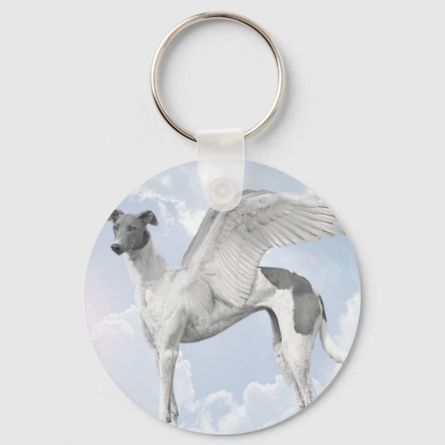 White Angel Greyhound Key Ring (Front)