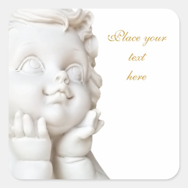 White Angel Square Sticker (Front)