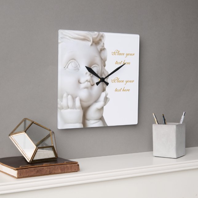 White Angel Square Wall Clock (Office)