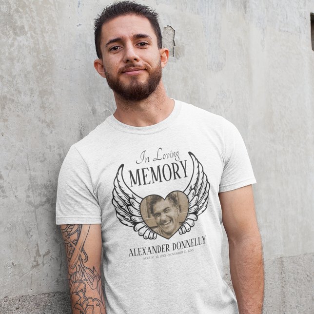 White Angel Wings Memorial Photo T-Shirt (Creator Uploaded)