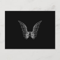 White Angel Wings on Black Background
