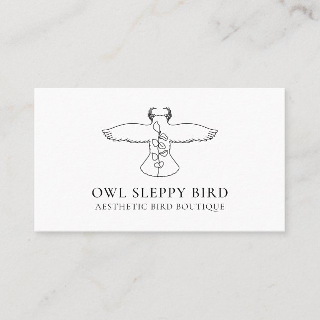 White Animal Flower Wild Bird Owl Business Card (Front)