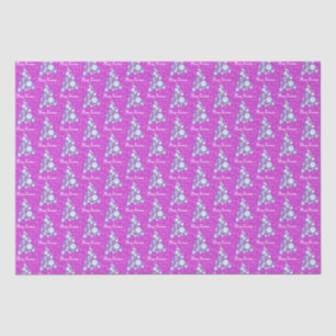 White Animal Paw Pink and Blue Christmas Tree Pink Tissue Paper
