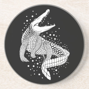 White Animal Silhouette - Crocodile Coaster
