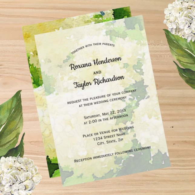 White Annabelle Hydrangeas Wedding Invitation (Creator Uploaded)