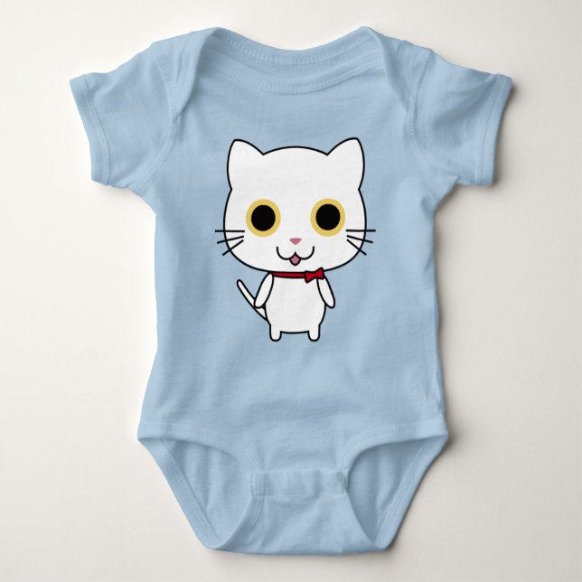 White Anthropomorphic Cat-47668 Baby Bodysuit (Front)