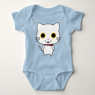 White Anthropomorphic Cat Baby Bodysuit