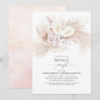 White Anthurium and Pampas Grass Birthday Party