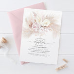 White Anthurium and Pampas Grass Floral Baptism Invitation<br><div class="desc">White anthurium,  dusty pink roses and pampas grass elegant exotic baptism invitations.</div>