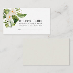 White Anthurium Floral Diaper Raffle Ticket Enclosure Card