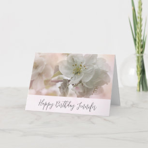 White Apple Blossom Photograph Birthday Card