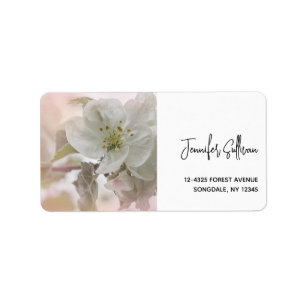 White Apple Blossom Photograph Label