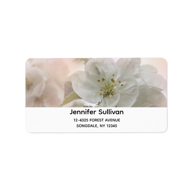 White Apple Blossom Photograph Label (Front)