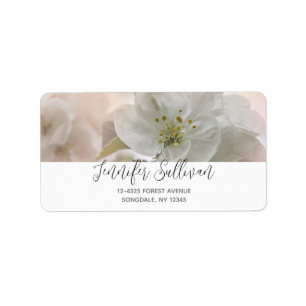 White Apple Blossom Photograph Label