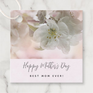 White Apple Blossom Photograph Mother's Day Favour Tags