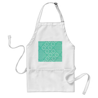 White Apron with Green Quilt Design Patch